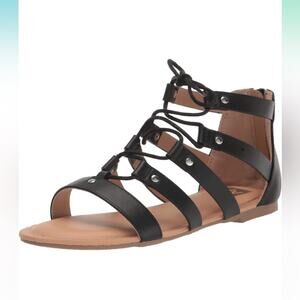 NEW DV by Dolce Vita Girl’s Curse Black Faux Leather Gladiator Sandal, Size 4